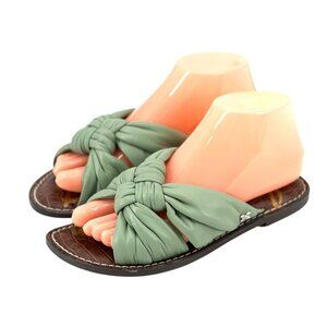 Sam Edelman Garson Slide Sandals Womens Size 6.5 Slip-On Shoe Leather Sea Green